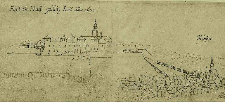 Federzeichnung von Schloß Philippseck